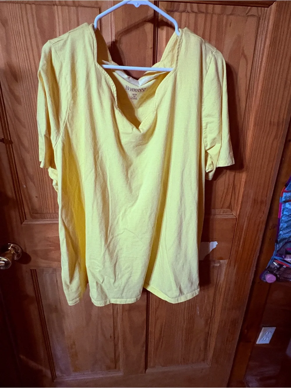 Roaman's Sunny Yellow V-Neck Short Sleeve Top